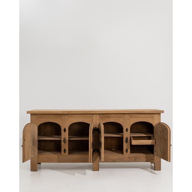 Wood Brutalist Oak Buffet With Iron Hardware For Sale - Image 7 of 11