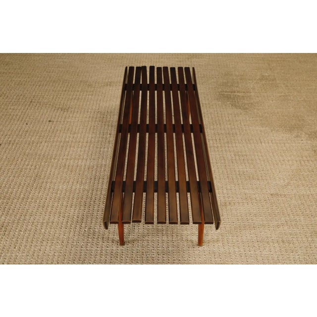 Mid-Century Modern Walnut Slatted Bench or Coffee Table, 1960s, Refinished For Sale - Image 14 of 15