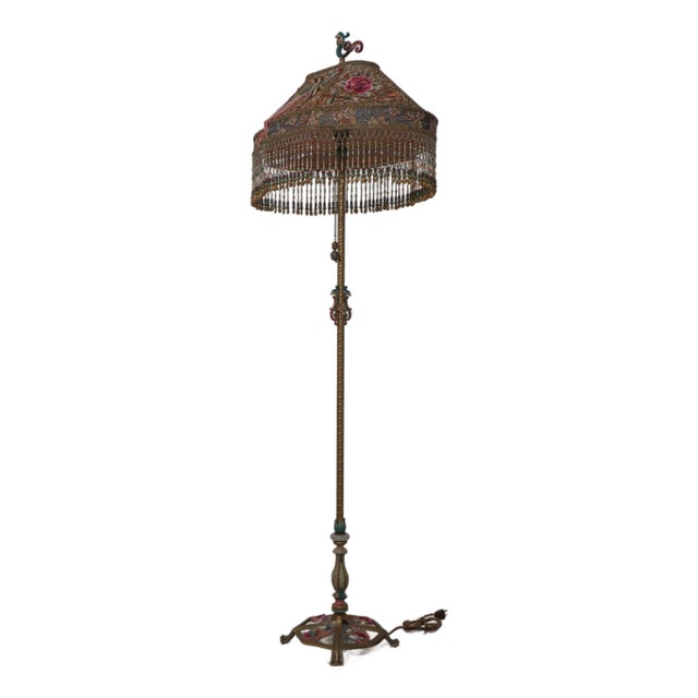 Vintage Art Deco Peacock Shade Floor Lamp For Sale
