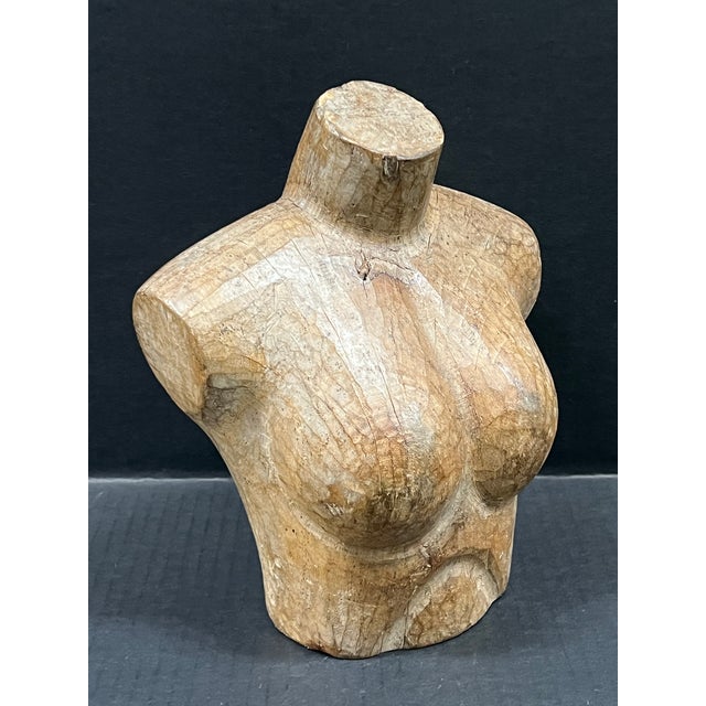 Late 20th Century Carved Wood Solid Female Torso Sculpture #K58 For Sale In New York - Image 6 of 9