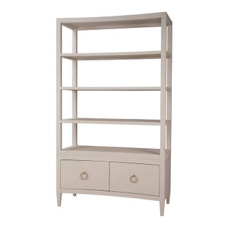 Large Linen Wrapped Etagere - Putty Linen For Sale