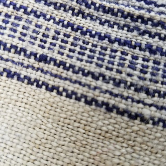 1990s 1990s Hand Woven Indigo Stripe Throw For Sale - Image 5 of 7