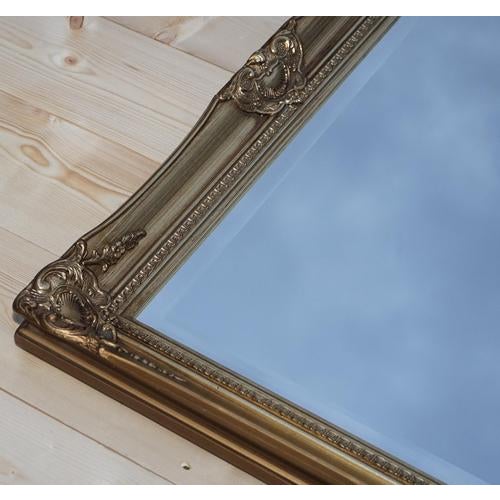 Vintage Large Gold Ornate Bevelled Hanging Wall Mirror For Sale - Image 9 of 11
