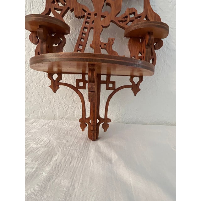 1950s Mid-Century Wood Tree Motif Fretwork Wall Shelf For Sale - Image 5 of 8