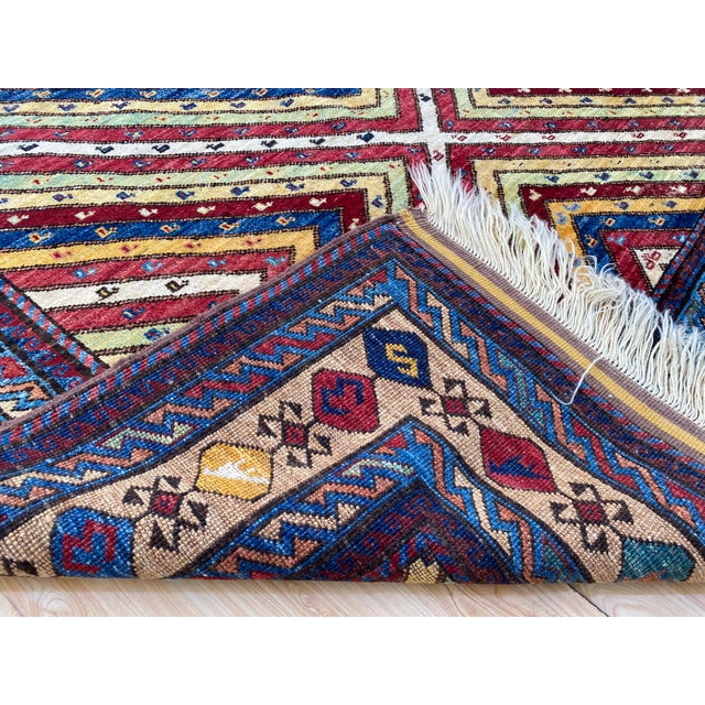 Vintage Kazak Wool Rug, Sunburst Medallion For Sale - Image 11 of 11
