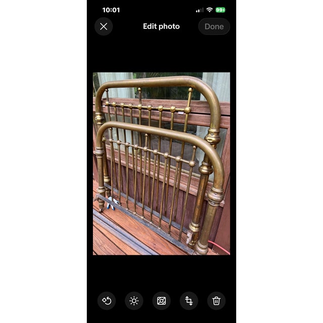 Antique Mixed-Metal Twin Bed Frame With Brass Accents For Sale - Image 15 of 16