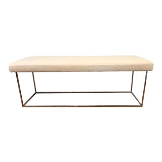 Milo Baughman Chrome Framed Bench W” Boucle Fabric For Sale