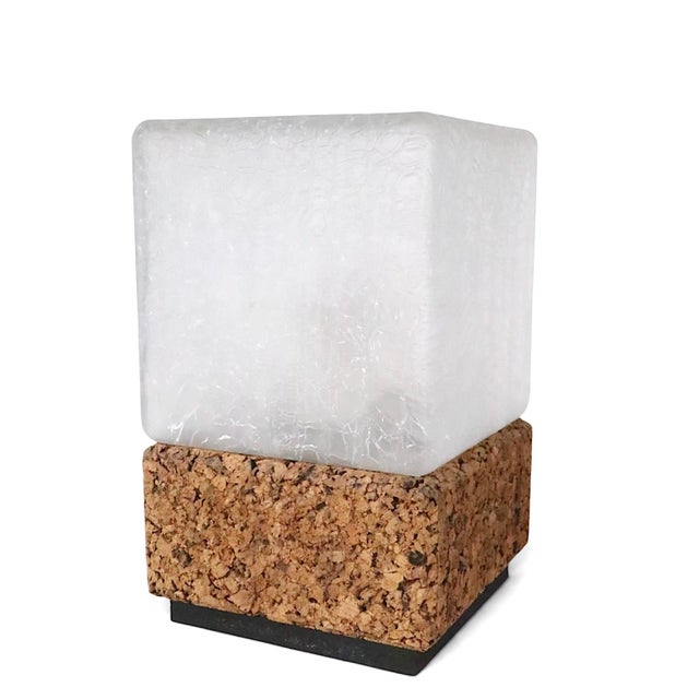 Mid 20th Century Danish Modern Cork and Glass Table Lamp For Sale - Image 11 of 17