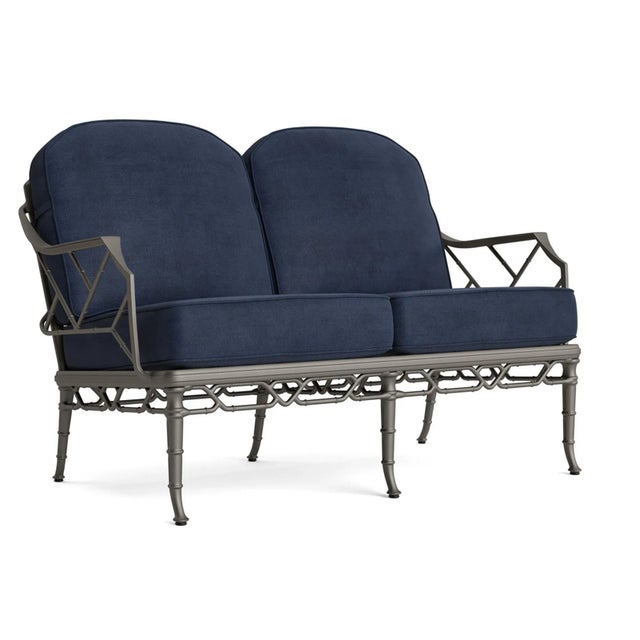 Brown Jordan Calcutta Loveseat, Mica frame with Fusion Neptune fabric For Sale - Image 12 of 12