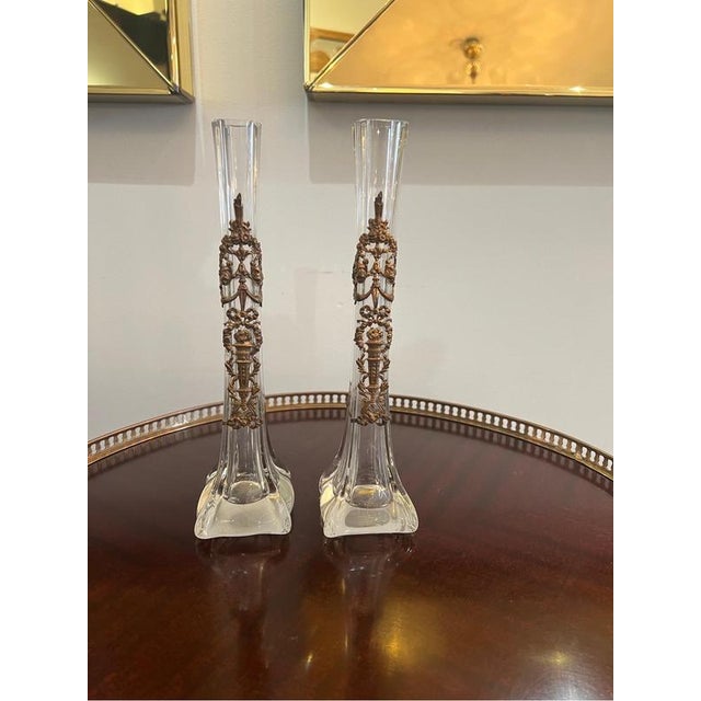 Single Flower Vases attributed to Baccarat, 1890s, Set of 2 For Sale - Image 3 of 9
