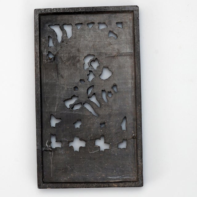 Chinese Dark Soapstone Carved Pierced Dragon Panel 19th Century For Sale - Image 4 of 4