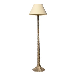 Huge Art Deco White Gold Giltwood Floor Lamp - 1 of 2 For Sale