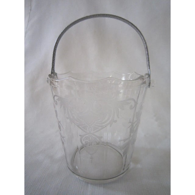 Vintage Etched Glass Ice Bucket For Sale - Image 4 of 4