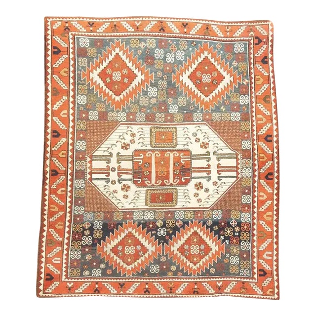 Antique Kazak Rug 6'8'' X 7'11'' For Sale