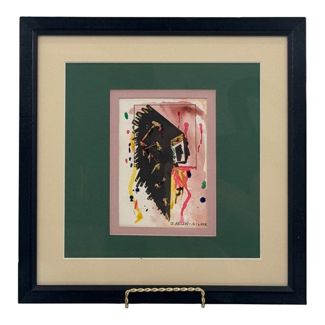 Original Signed Abstract Contemporary Watercolor Mixed Media Painting For Sale