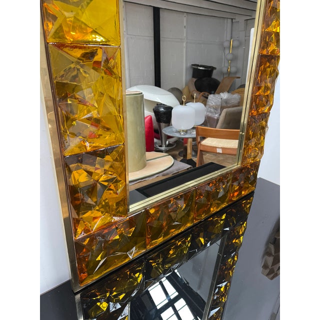 Mid-Century Modern Contemporary Brass Mirror Murano Glass, Italy For Sale - Image 3 of 10