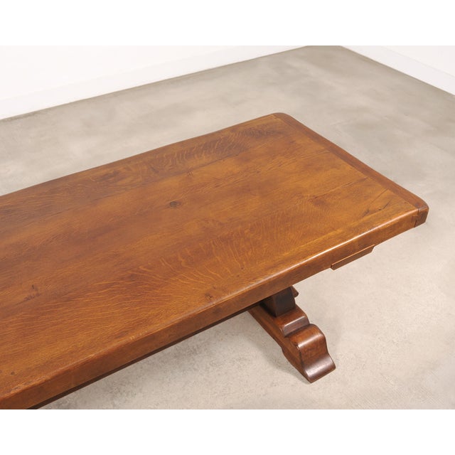 Country French Provincial Oak Farmhouse Trestle Dining Table 10 Ft For Sale - Image 12 of 18