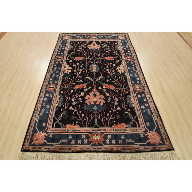 Farmhouse Heriz Rug 5’11” X 8’11” Black Wool Vintage Traditional Hand-Knotted Carpet For Sale - Image 3 of 13