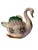 1970s Vintage Portuguese Hand-Painted Pink Floral Ceramic Swan Planter For Sale - Image 5 of 7