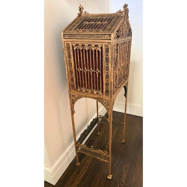 Early 20th Century Rare Antique Oscar Bach Gilt Bronze Mailbox Telephone Table For Sale - Image 5 of 9