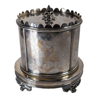 19th Century English Sheffield Silverplate Biscuit Jar For Sale