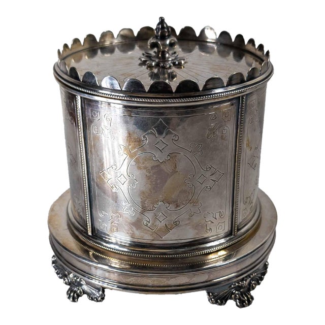 19th Century English Sheffield Silverplate Biscuit Jar For Sale