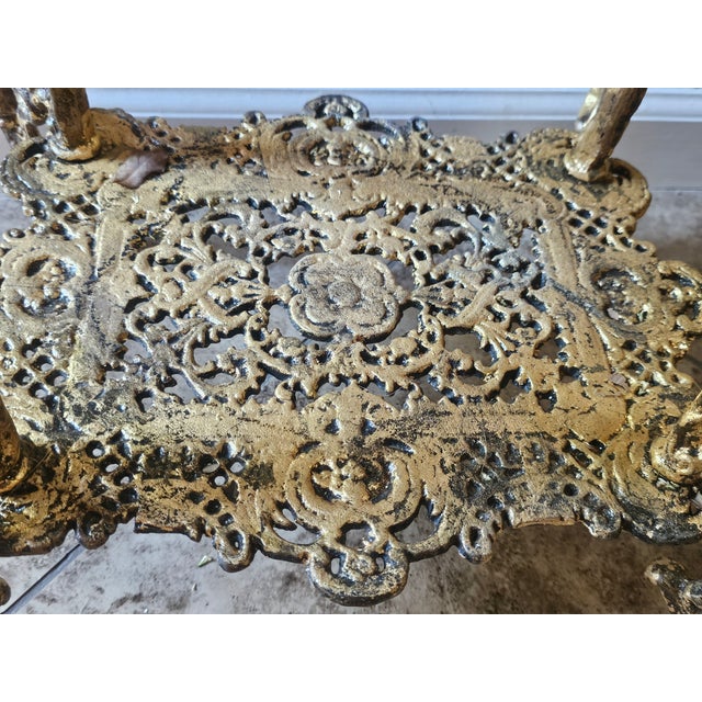 Late 19th Century Antique French Rococo Revival Gilt Metal Étagère / Three-Tier Display Stand For Sale - Image 5 of 6