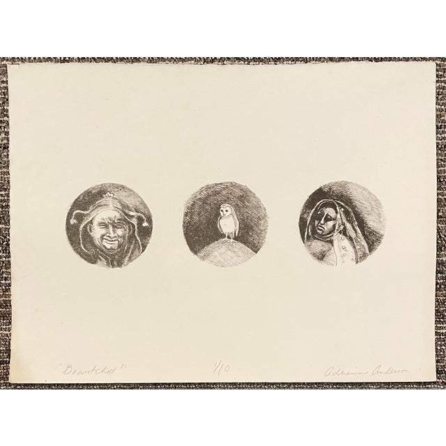 "Bewitched" lithograph by Atlanta artist Adrienne Anderson (1949-2020). Anderson earned her MFA from University of Georgia...