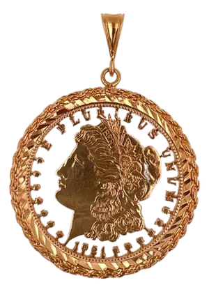 Vintage American Dollar Lady Liberty Genuine Coin White Rose Gold Vermeil Sterli
