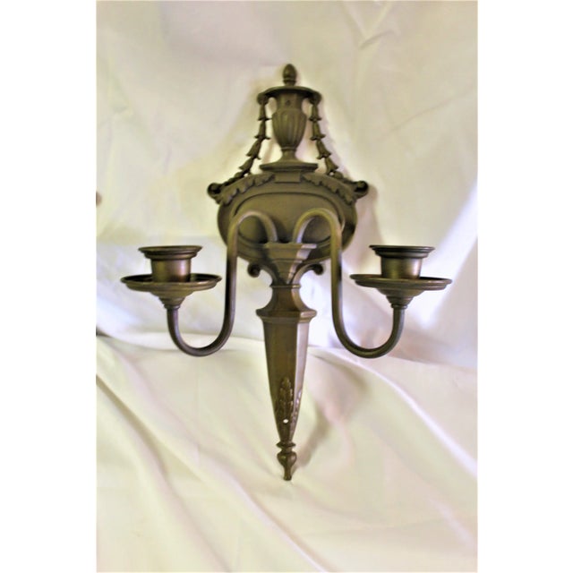 American 1940,s American Design Sconces with Bronze Castings - Pair For Sale - Image 3 of 7