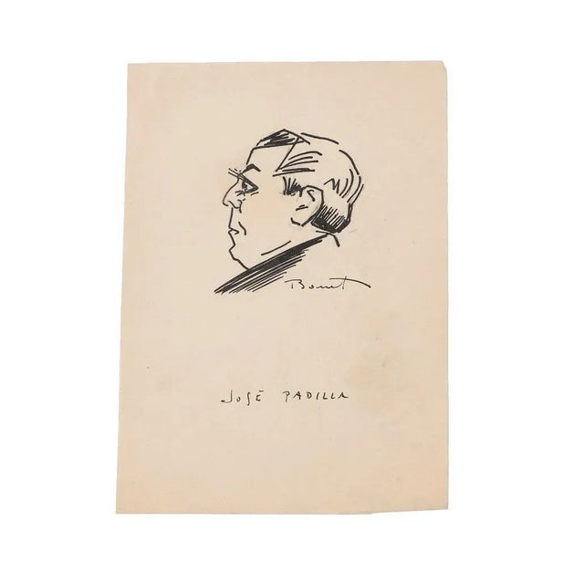 Portrait of José Padilla (El Matador) is and original pen drawing realized by Roman Bonet. The little artwork is in good...