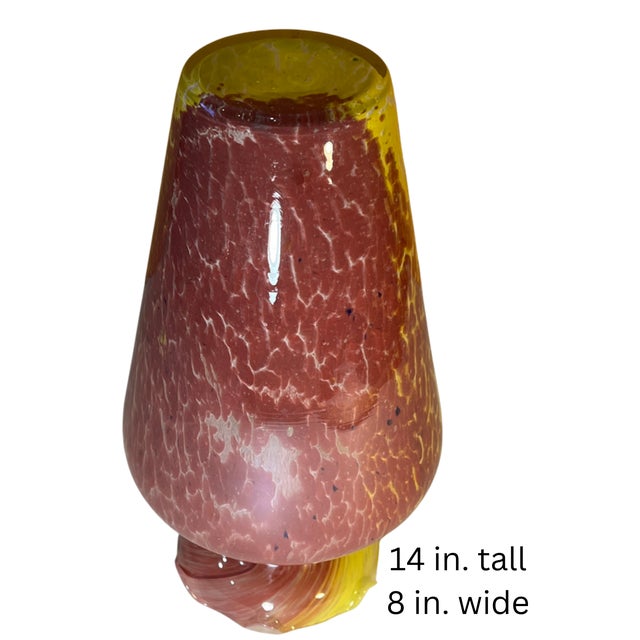 Vintage 14 In. Tall Murano Pink Yellow Spatter Confetti Vase For Sale - Image 18 of 18