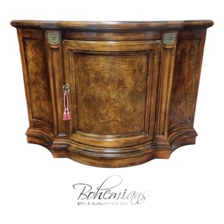 Vintage Console Cabinet, Burl Walnut Narrow Cabinet For Sale