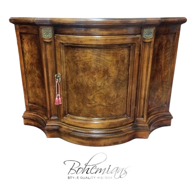 Vintage Console Cabinet, Burl Walnut Narrow Cabinet For Sale