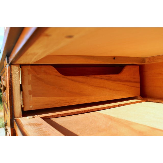 Drexel Mid-Century Mahogany Lowboy Dresser With Matching Mirror - Vintage Solid Wood With Hidden Compartment For Sale - Image 13 of 17