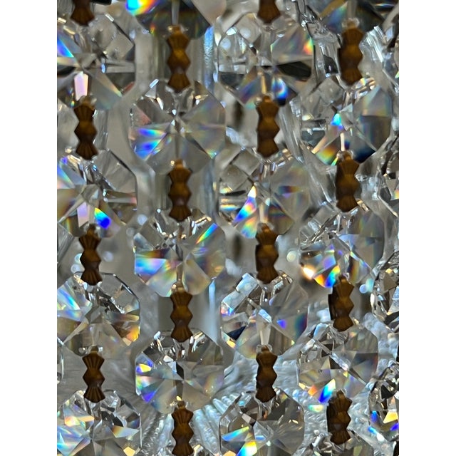Vintage Hollywood Regency Crystal Waterfall Pendant Light For Sale In Washington DC - Image 6 of 12