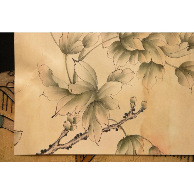 C. 1950s Vintage Chinese Watercolor Scroll Painting of Peony Flower on Silk For Sale In Dallas - Image 6 of 9