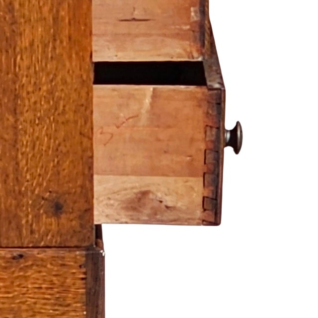 Tan Antique Victorian Oak Slant-Top Secretary Desk | Governor’s Desk | C. 1870s For Sale - Image 8 of 17