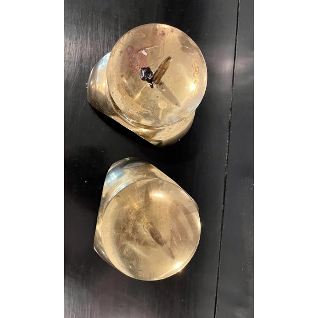 Japanese 1980s Post Modern Japanese Brass Candle Holders- a Pair For Sale - Image 3 of 9