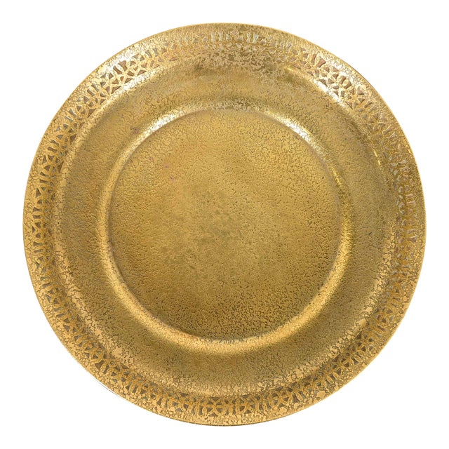 Tiffany Studios New York Bronze Doré Shallow Bowl With Decorative Border For Sale
