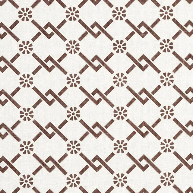Contemporary Schumacher X Timothy Corrigan Fretwork Flower Fabric in Chestnut For Sale - Image 3 of 3
