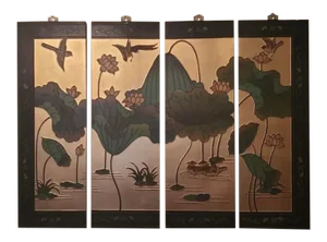 Asian Byobu Lacquer Wall Screen Picture
