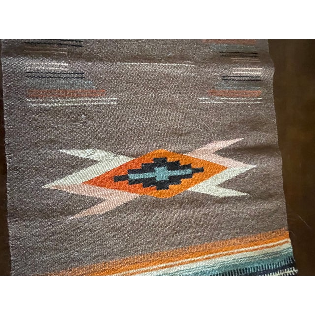Rustic Vintage New Mexico Large Brown 1930's Chimayo Weaving For Sale - Image 3 of 5