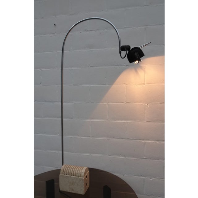 Mid-Century Modern Vintage Arc Lamp in Chrome Plated and Travertine Marble by Targetti Sankey, 1980s For Sale - Image 3 of 18