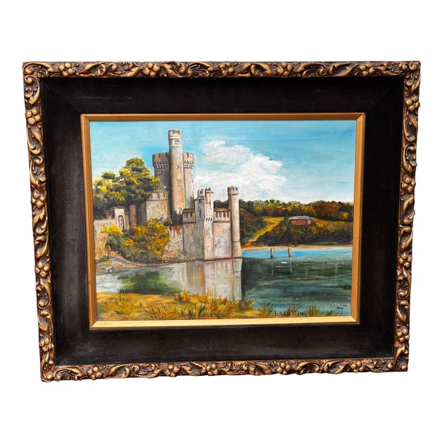 Made in Ireland 1969 Black Rock Castle Oil Painting For Sale