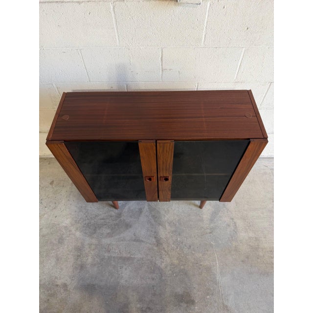 Rosewood Cabinet With Smoked Glass Doors and Built in Lamp Denmark 1960s For Sale - Image 10 of 10
