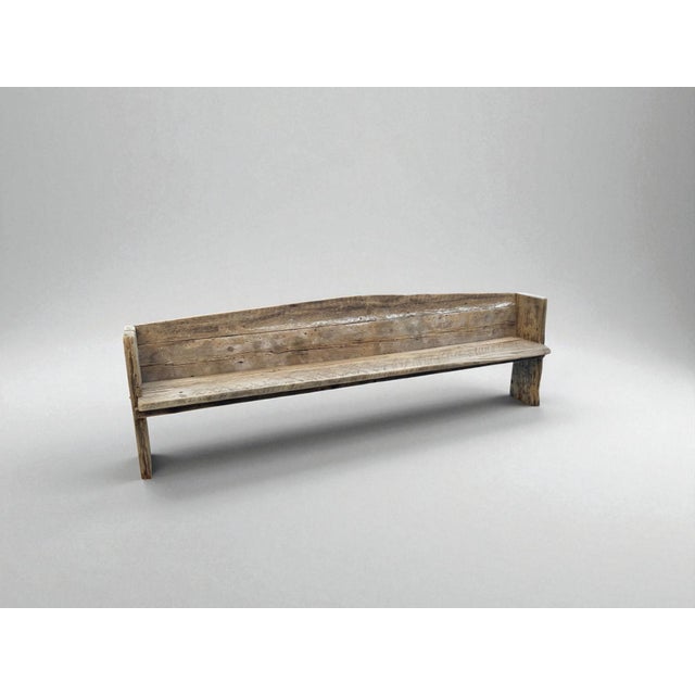 Primitive Rustic Farmhouse Reclaimed Barnwood Pew Bench 90 In. For Sale - Image 10 of 17