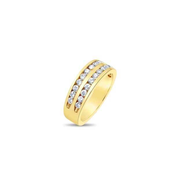 Contemporary Double Row Diamond Wedding Band, Size 9 For Sale - Image 3 of 4