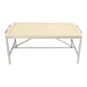 Lacquered Parchment Tray Stainless Steel Base Coffee Table