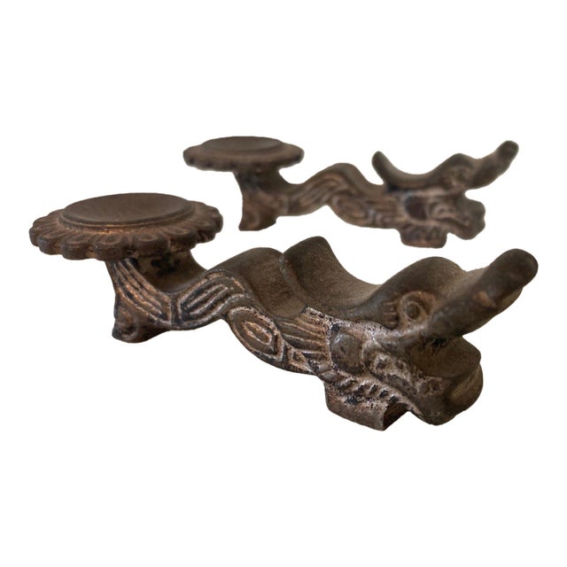 Antique Iron Dragon-Form Chinese Chopstick Rests—A Pair For Sale
